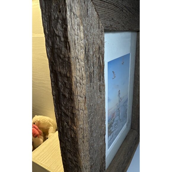 Peggys Cove Lighthouse Print In Rustic Wood Frame Signed Neil Depew 15 x 12.5" - Picture 7 of 10